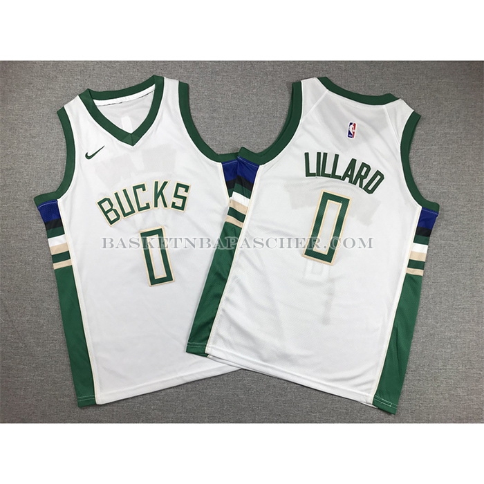 Maillot Enfant Milwaukee Bucks Damian Lillard NO 0 Association 2022-23 Blanc